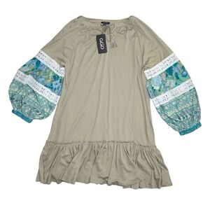 NWT Gigio USA Balloon Crochet Lace Sleeve Dress With Drop Waist Size L